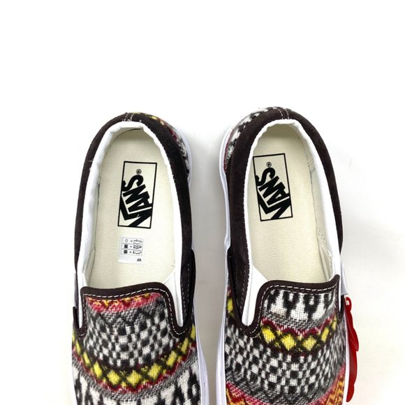 VANS CLASSIC SLIP ON Shoes Mens fair isle Brown Canvas Casual Size VN0A5JMHBF0 - Picture 8 of 10